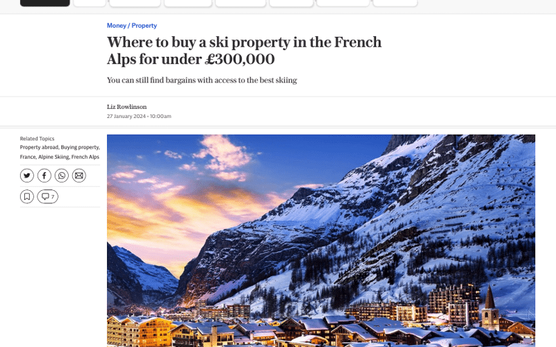 The Telegraph - Where to buy a ski property in the French Alps for under £300,000
